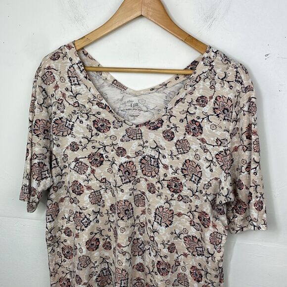 J. Jill Pima Double-Elbow Sleeve Tunic Flower Print Top size Large - Picture 2 of 12